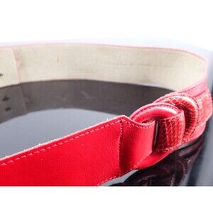 Christian Dior Womens Cherry Red Genuine Leather Dress Belt ML 2013 Back Hook